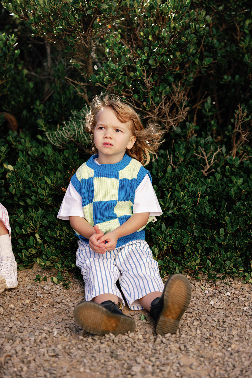 Sunday Siblings check knitted vest