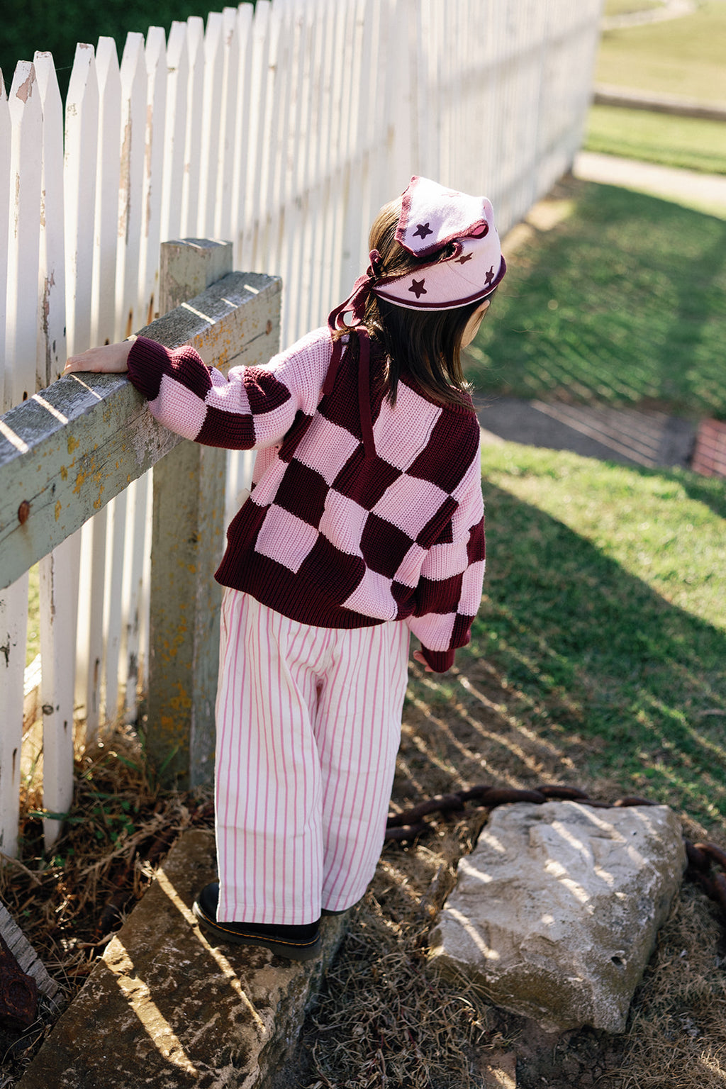 Sunday Siblings check knit jumper