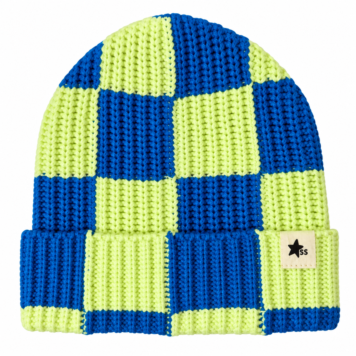 Sunday Siblings lime check beanie