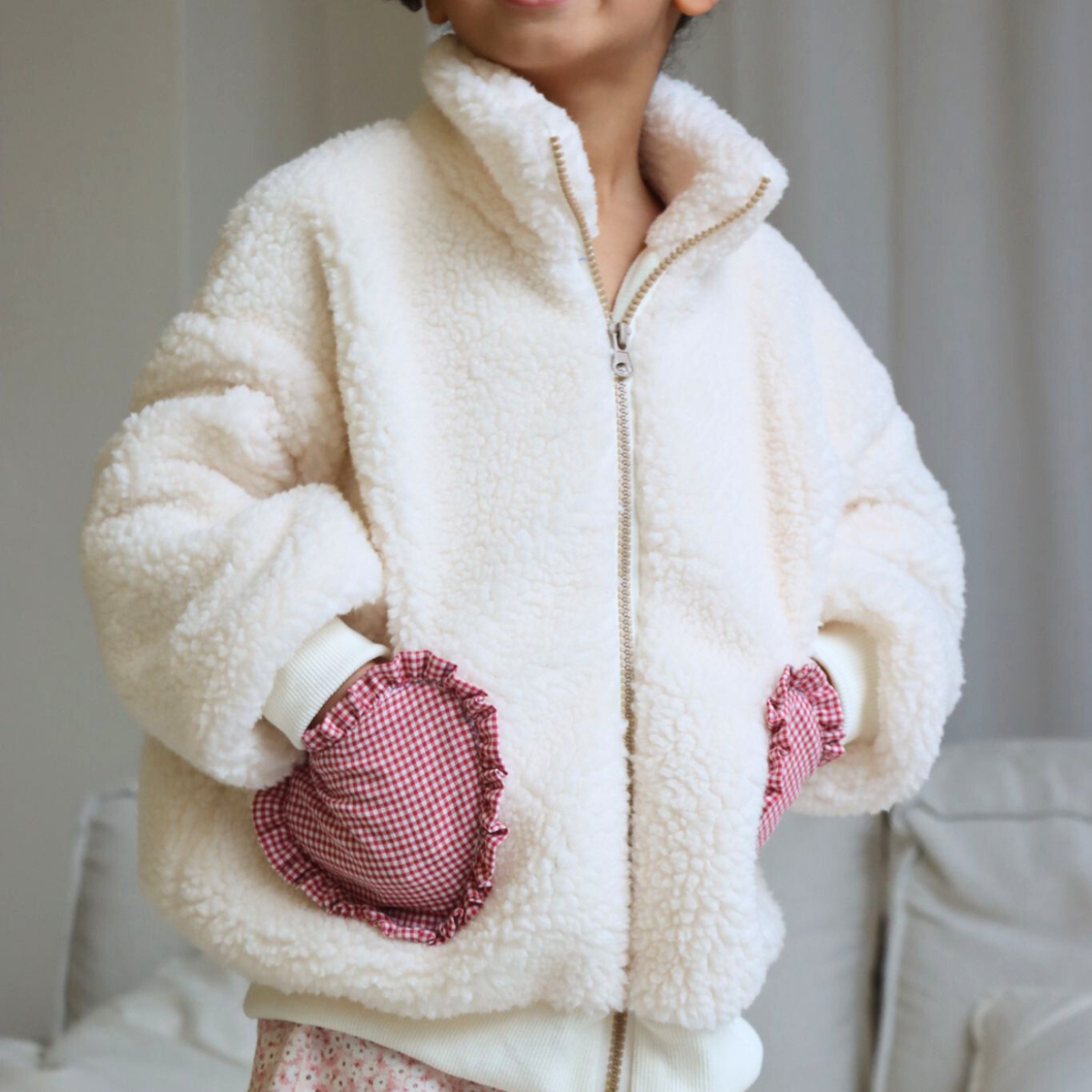 White Daisy Vintage Gingham Fleece