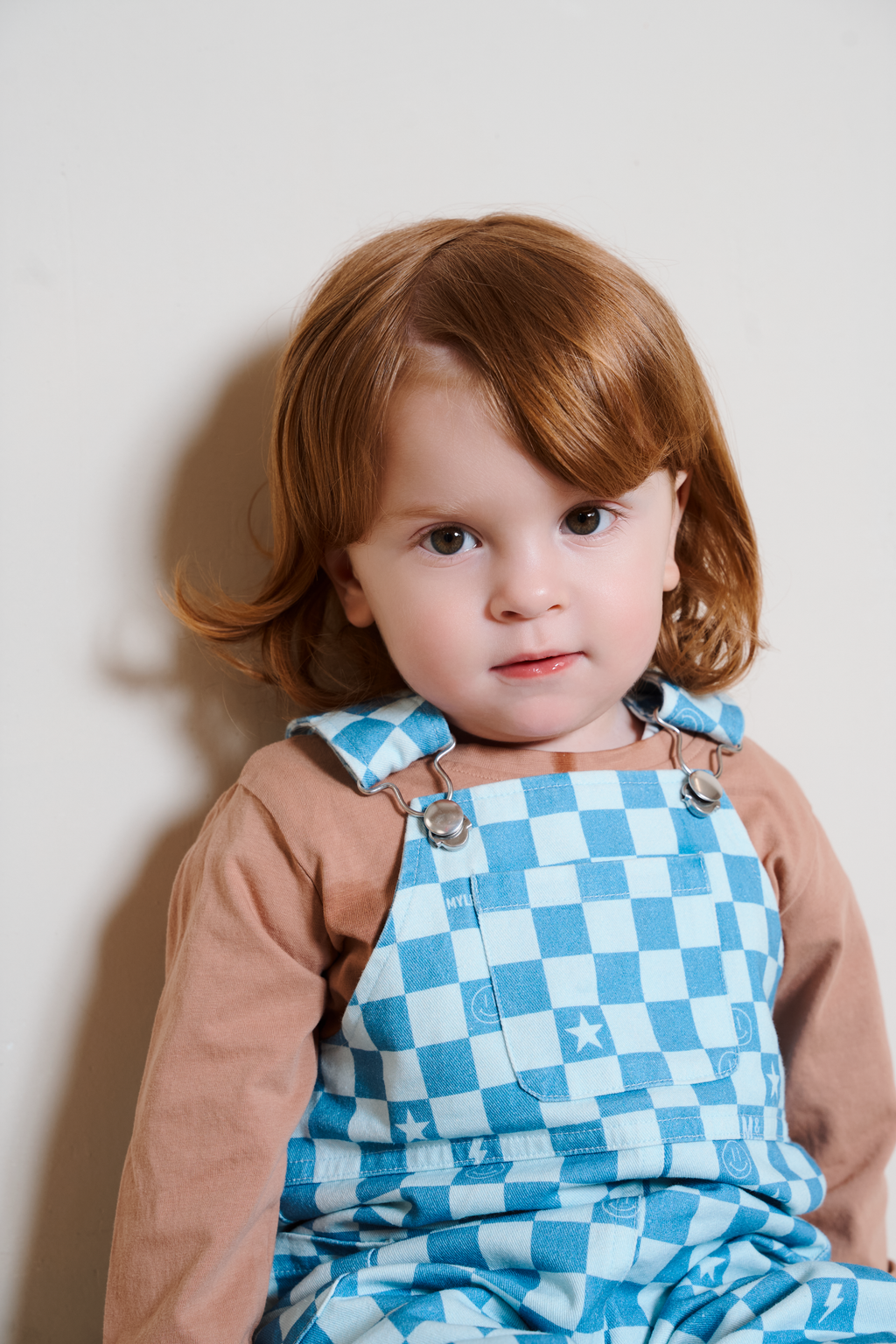 Myles and Me Willow blue check  dungarees