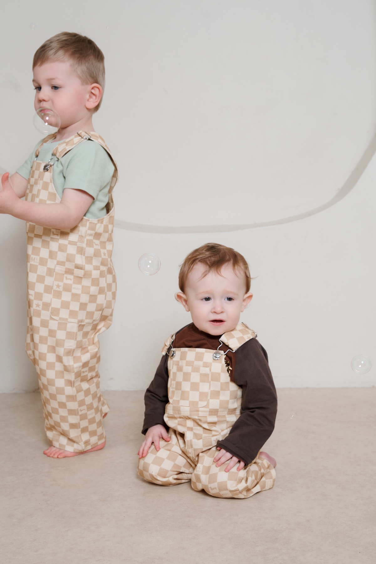 Myles and Me Willow Sands Check Dungarees